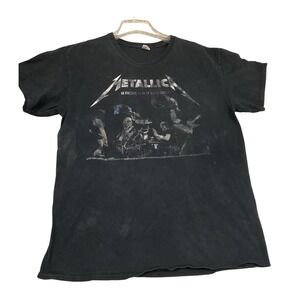 Metallica T-Shirt Mens Large Faded Black Good 2020 Drive-In Nights Tour Graphic
